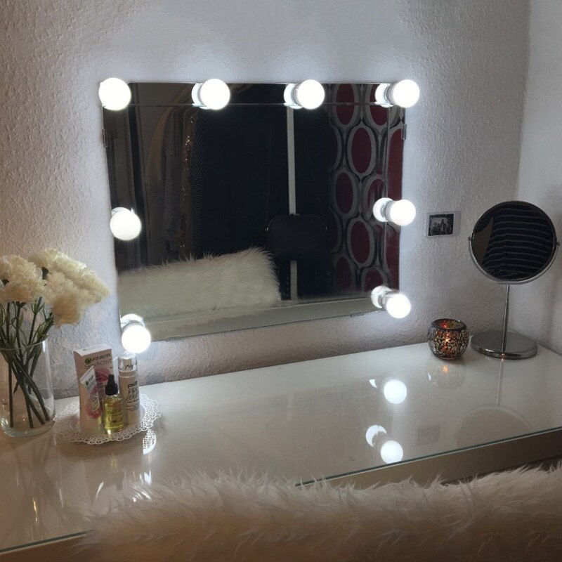 Makeup makeup spejl led lys pærer lampe sæt justerbar oplyste makeup spejle kosmetisk hollywood scene stor 10 pærer lampe