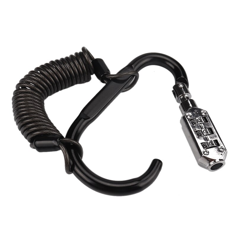 Helmet Locking Carabiner Anti-Theft Bike Motorcycle Helmet Lock with Resettable Code PIN Spring Combination Lock: Black