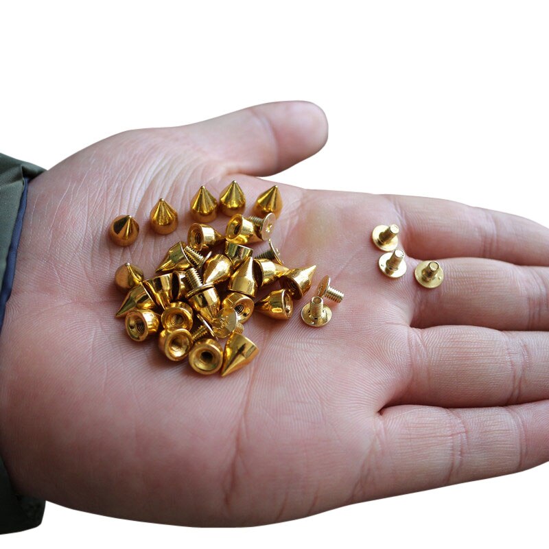50 PC Spikes Kegel Nieten Bekleidungs Schraube Nieten Leathercraft DIY Felsen Kühlen Punk Kleidung Zubehör Schraube Niet Nagel Nieten: golden