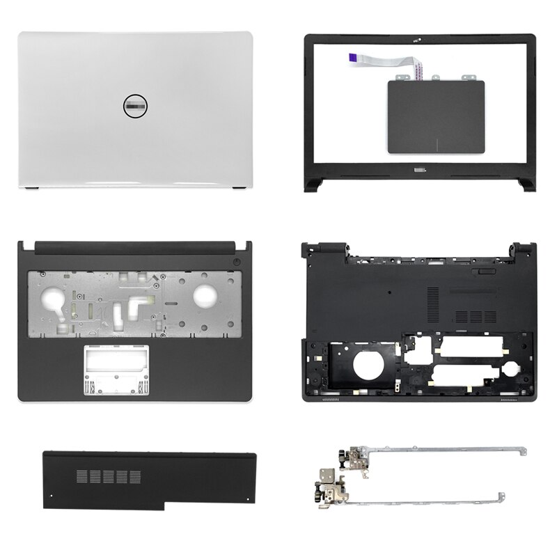 LCD Back Cover/Front Bezel/Hinges/Palmrest/Bottom Case/Door Cover For Dell Inspiron 15 5000 5555 5558 Non Touch White