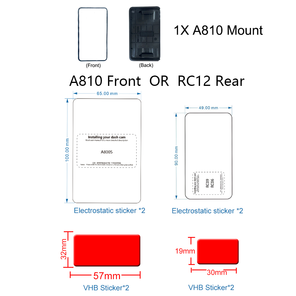 Voor 70mai Dash Cam Mount Voor 70mai Dash Cam A810 Mount voor 70mai A810 Auto DVR Sticker houder Statische Stickers: Oranje