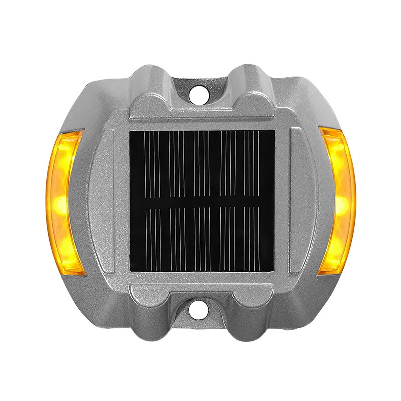 Luz LED resistente al agua para exteriores IP68, luz LED Solar para carretera, luz reflectante para tierra, luz de advertencia: Yellow Flashing
