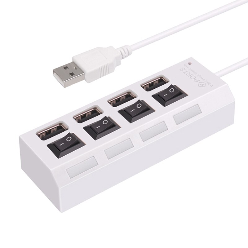 OUSU Hoge Snelheid 5G 4 7 Poorten USB Splitter mini Multi USB Hub 3.0 Schakelaar hab USB Hub met power Adapter Computer PC Accessoires: 4 Ports USB2.0 white
