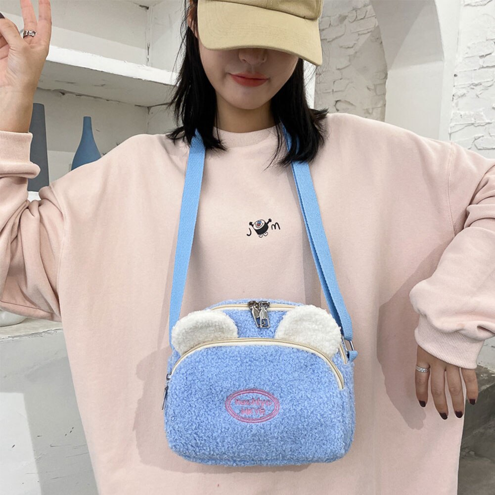 Nowy przyjazd dzieci śliczne pluszowy królik retro kontrast portmonetki mini kreskówka portfel dziewczyny torba na ramię