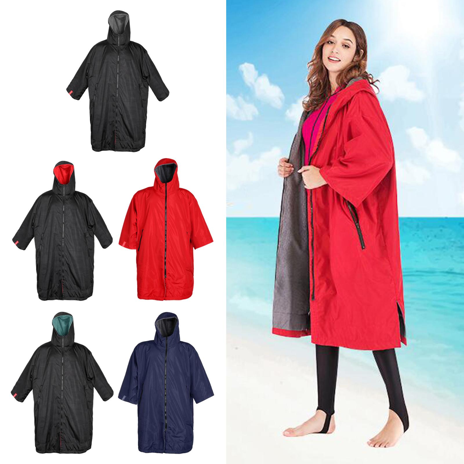 Robe à langer de Surf unisexe, manteau de natation en plein air à capuche pour adultes, veste coupe-vent résistante aux intempéries, Parka de natation avec poche intérieure