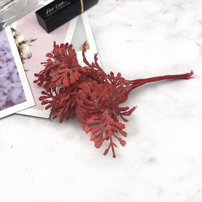 YOOROMER 6 pcs Kunstgras Simulatie Varens Planten Kunstmatige Bloemen voor DIY Scrapbooking Thuis Bruiloft Kerst Decoratie: red