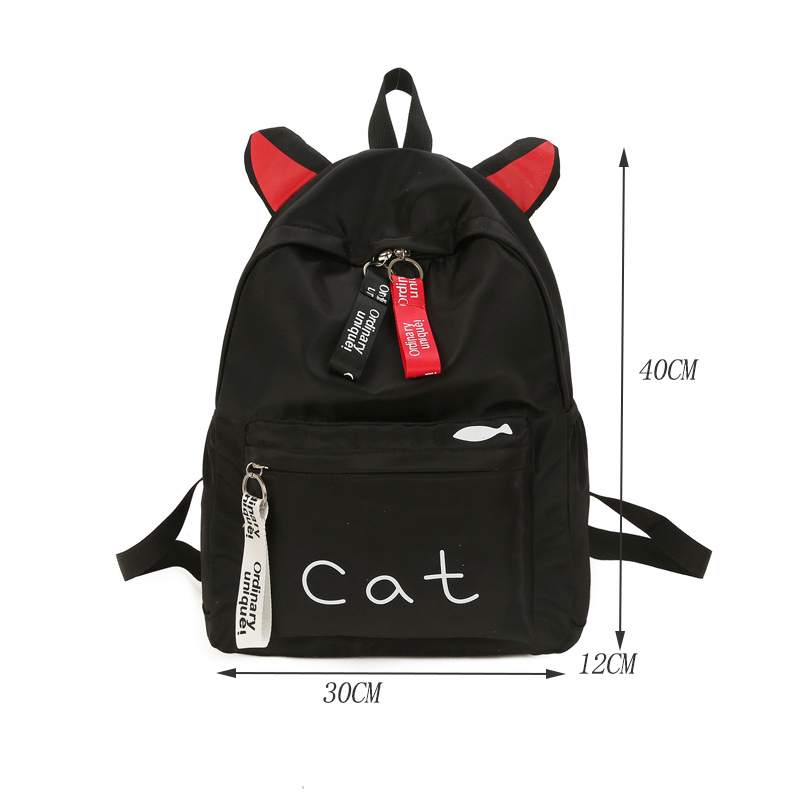 Teens Women Backpack Schoolbag for Girls Teenage pink School Bags Cute Cat Ears Nylon Back Pack Female Book Bag Casual