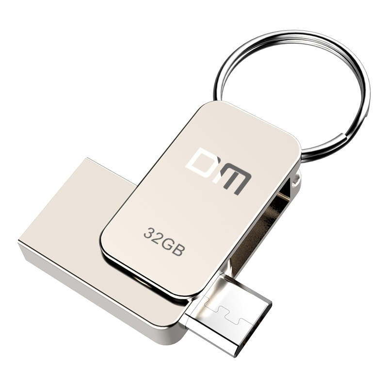 Otg-usb2.0 flash drive pd020, 8gb, 16gb, 32gb com conector duplo para smartphone otg e computador 100%, carcaça de metal à prova d&#39;água