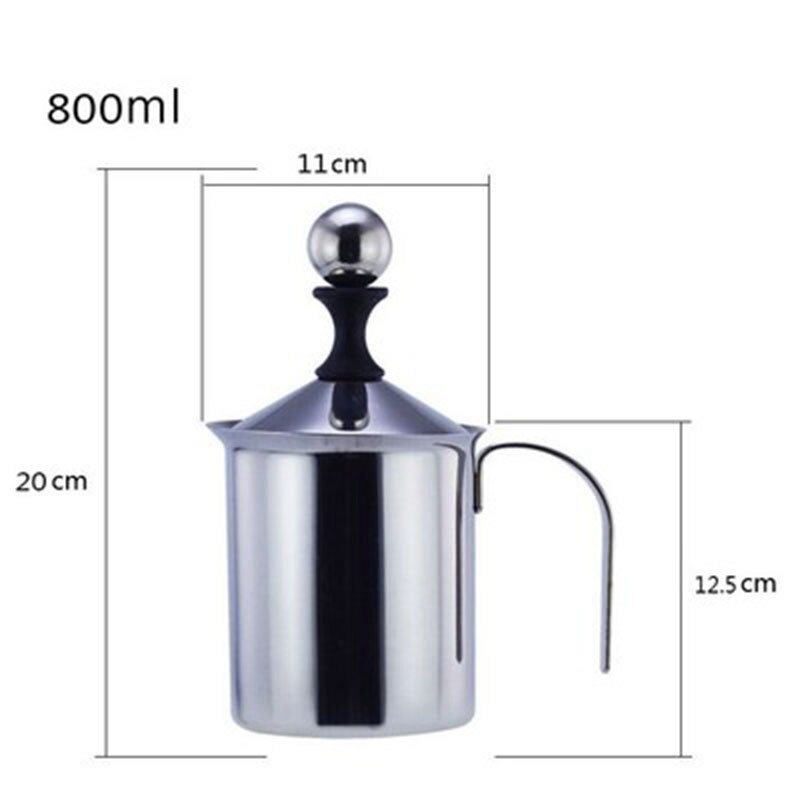 800ml cappuccino japansk dobbelt rustfrit stål håndmælkeskummer mælkeskummer kaffeapparat