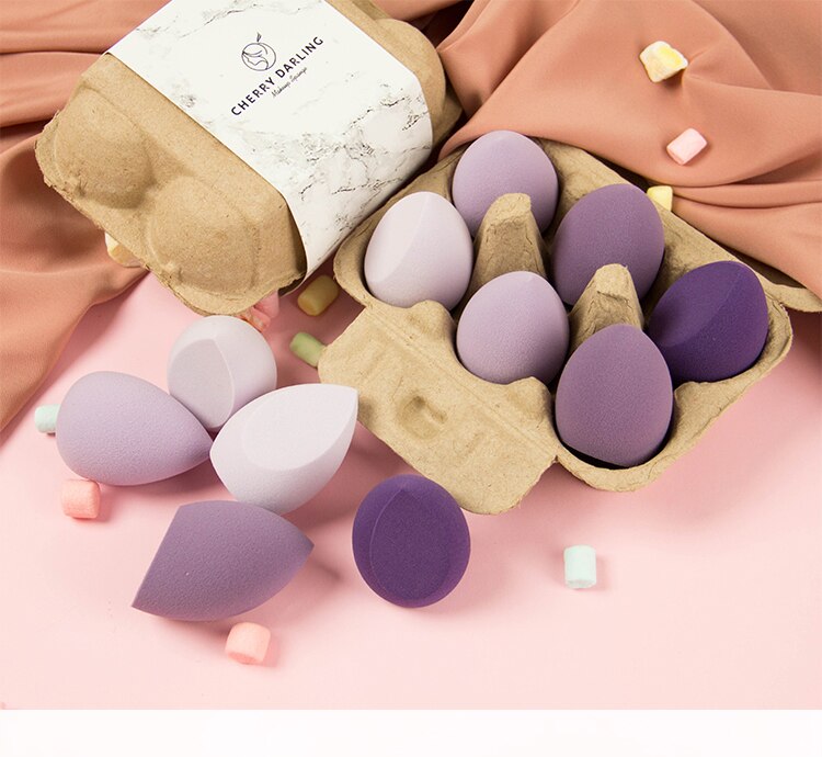Makeup Sponge Beauty Tools Powder Puff Cosmetic Puff Blender Make Up Tools Cosmetic puff With Storage Box: 6 pcs with box