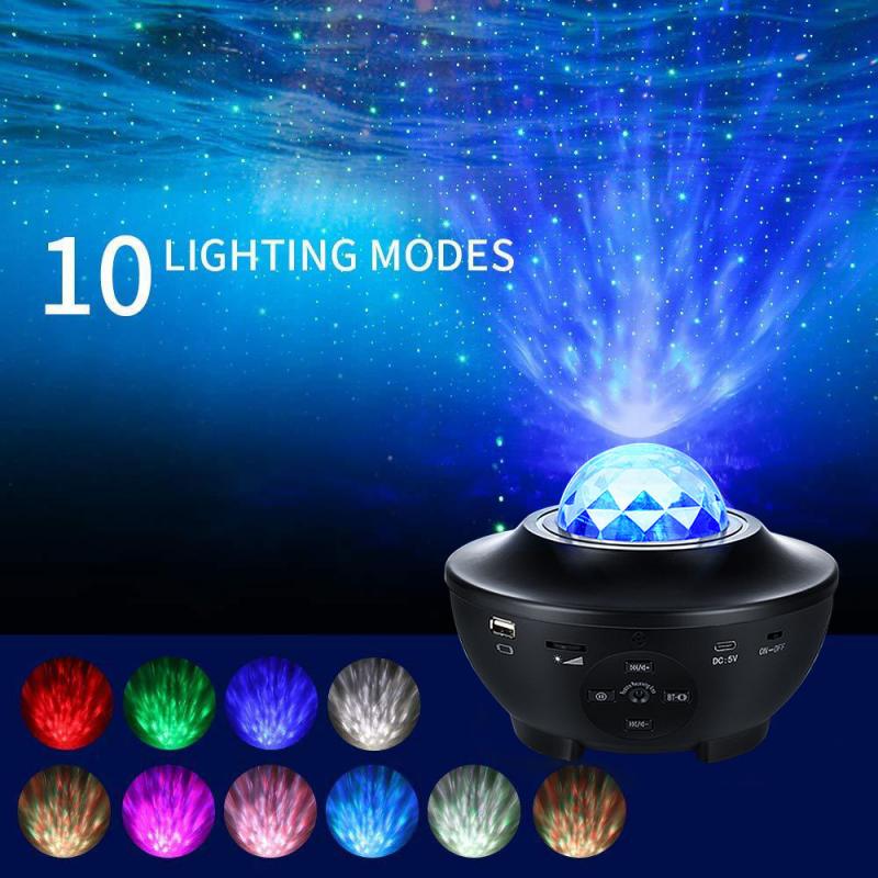 Led Star Projector Nachtlampje Muziek Sterrenhemel Sfeer Lamp Usb Zwarte Kom-Vormige Projectie Lamp Aankomst
