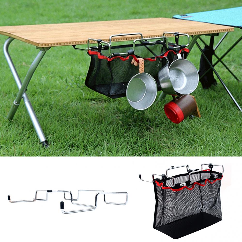 Barbecue Camping Portable Outdoor Picnic Storage Grid Table Rack Stand Net Bag Accessories