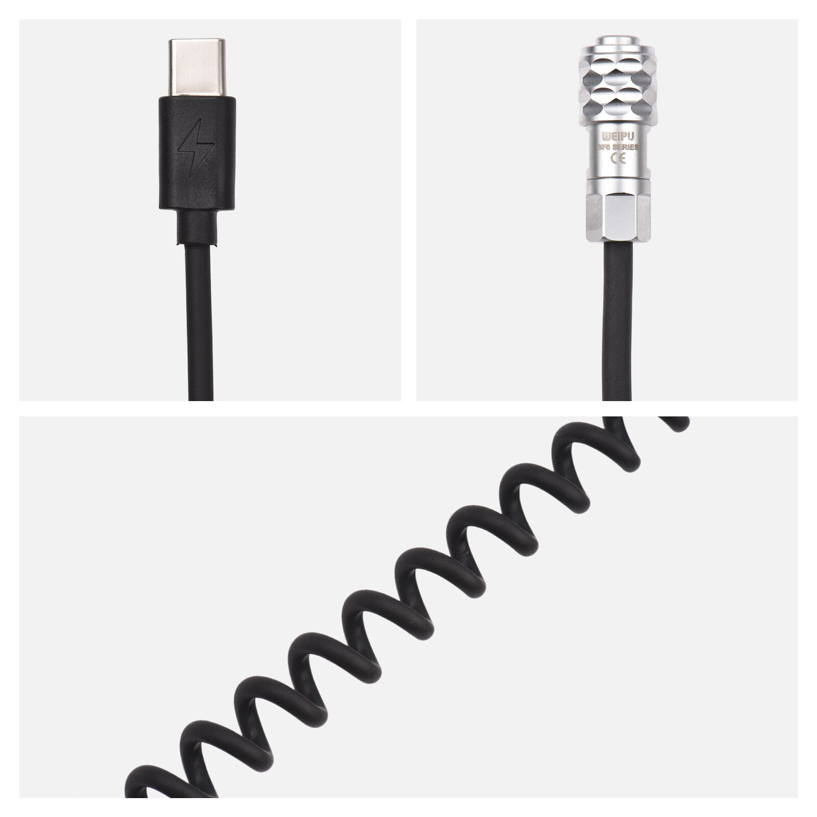 Andoer-Cable de alimentación de USB-C, repuesto para Blackmagic Pocket Cinema Camera BMPCC 4K/6K a USB tipo C, Cable de resorte