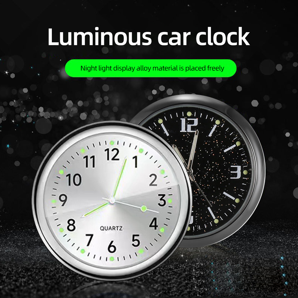 Bil ur lysende mini biler intern stick-on digital ur mekanik kvarts ure auto ornament bil tilbehør