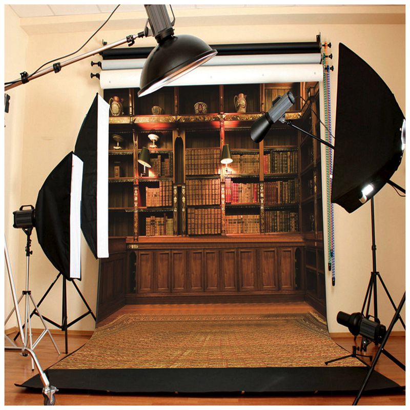 retro Studie Bibliothek Bücher Regal Fotografie Foto Hintergrund Hintergrund Stütze 3X5FT