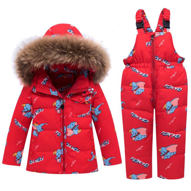 Abrigos de invierno rusos, Parkas con capucha de Dumbo de dibujos animados, mono infantil de piel de bebé, traje de nieve grueso, conjunto de ropa de nieve