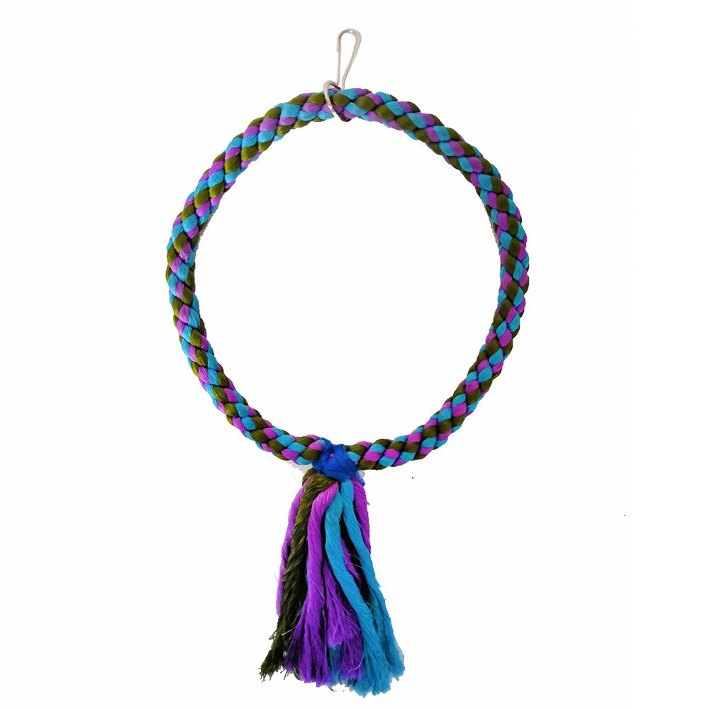 Bird Toy Woven Cotton Rope Parrot Swing Toy Funny Geometric Bird Stand Chewing Rack Parrot Hanging Playing Toys Bird Accessories: 19x34cm