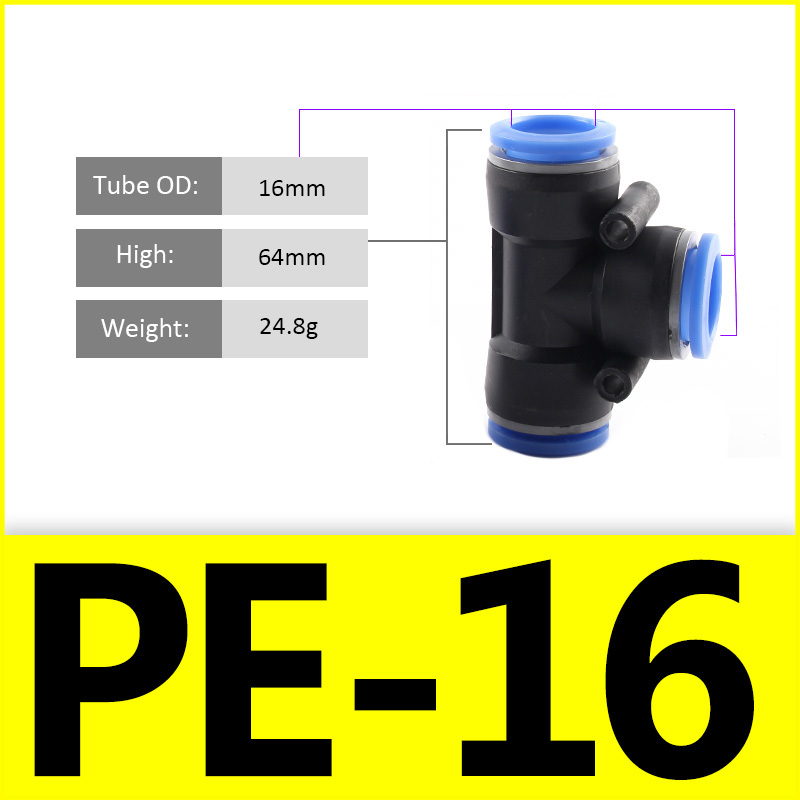 1PCS PE PEG Blue Pneumatic Fitting Pipe Connector Tube Air Quick Fittings Water Push In Hose Couping 4mm 6mm 8mm 10mm 12mm: 16mm