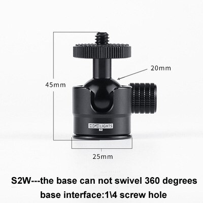 base rotate 360 degrees mini tripod ball head camera monitor 360° adjustable 1\4 screw damping panorama ballhead DSLR cellphone: S2W