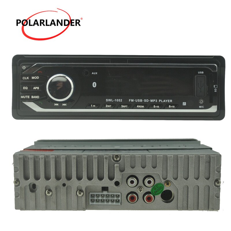 Polarlander-appareil électronique de voiture | 1 din, support de lecteur mp3, Bluetooth/ USB/SD/AUX/autoradio avec télécommande,
