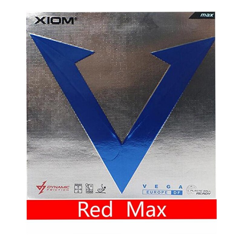 Xiom VEGA Europe DF – boucle en caoutchouc de Tennis de Table, attaque rapide, dureté moyenne, épaisseur maximale, boutons pour Ping-Pong, revers: Red MAX