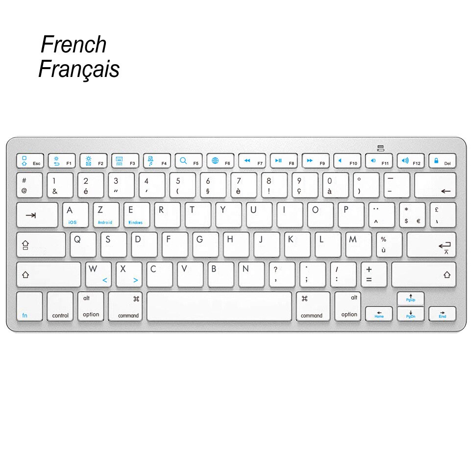 Multi-Lingual Universal Wireless Bluetooth Keyboard Ultra Slanke Draadloze Toetsenbord Compatibel Voor Ios Ipad Android Tabletten Windows: US-French