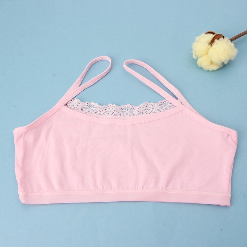 Girl Underwear Lace Bras Cotton Camisoles Sports Bra Top For Teens Training Bra 57BF