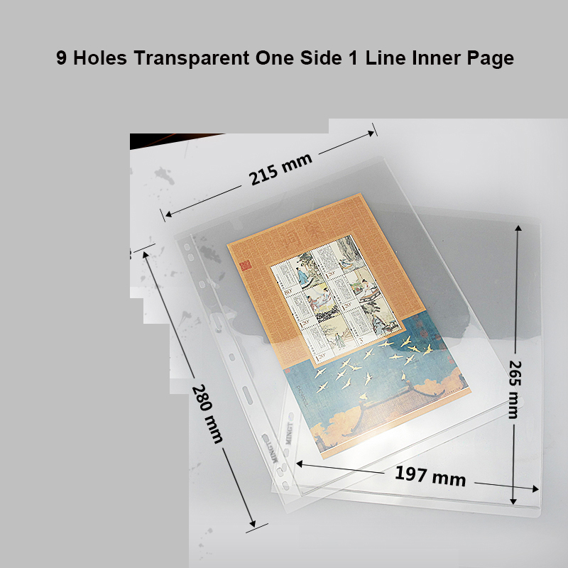9 Gaten 2 Lijn Zakken Een Pagina Transparant Binnen Album Pagina Collection Book Collection Ab-0018: 9KH01-TOU