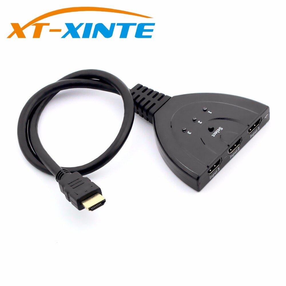3 Ports HDMI HUB 1080P 3D HDMI Switcher Switch Splitter Hub with Cable Build in HDCP for PC TV HDTV DVD 360 Cable box