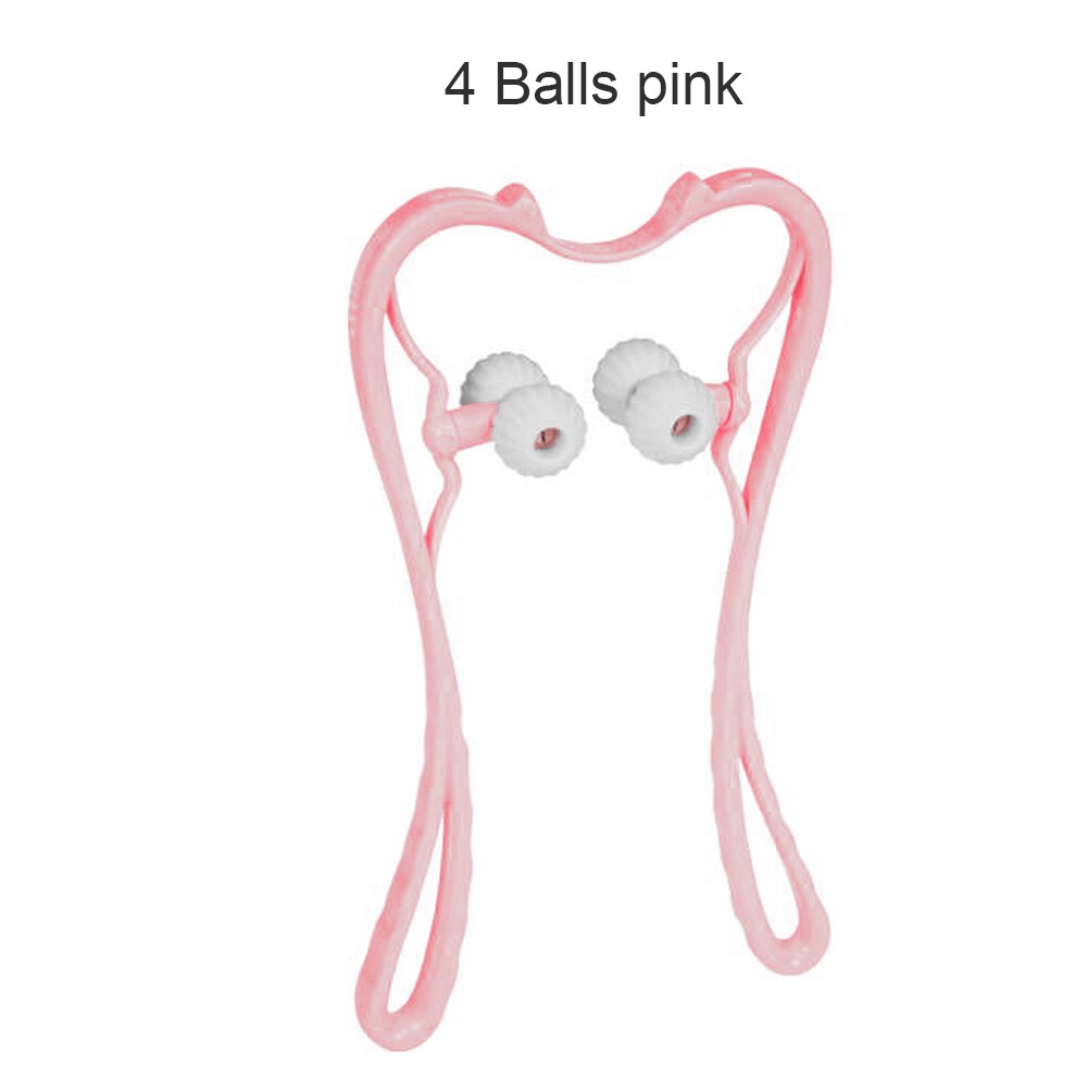 Pressure Point Therapy Neck Massager Relieve Hand Self-Massage Tool Roller Neck Massager for Neck Shoulder Trigger Point: 4 Balls pink