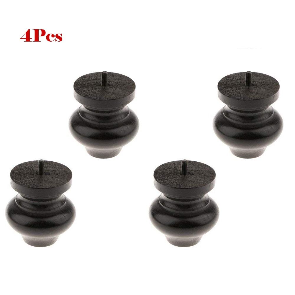 4 Stuks Zwart/Hout Cirkel Houten Meubels Benen Voor Stoel Kabinet Sofa Table Bed Voet Been Bankjes Meubilair Bescherming ronde: 4pcs black