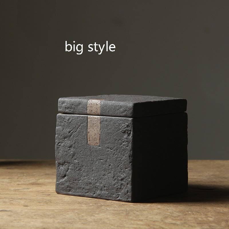 Japan Stijl Vintage Thee Opslag Jar met Afdichting Deksel Keramische Grof Aardewerk Doos Koffiebonen Blikjes Caddy Tanks Theewaar Accessoires: big