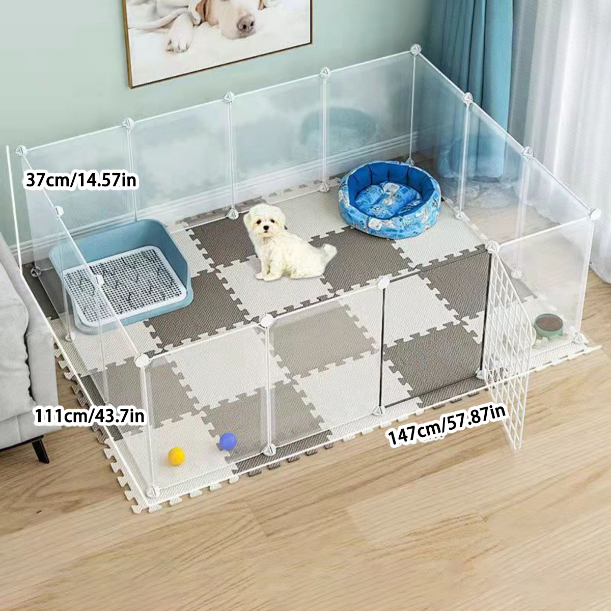 Dog Fence Indoor Household Small Size Dogs Fence Teddy Rabbit Pet Isolation Door Guardrail Cat Cage Anti-Jailbreak