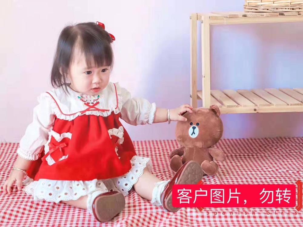 Gilrs Sweet lolita dress Kids vintage baby costume kawaii dress for children Red bow dress Halloween costume for Kids