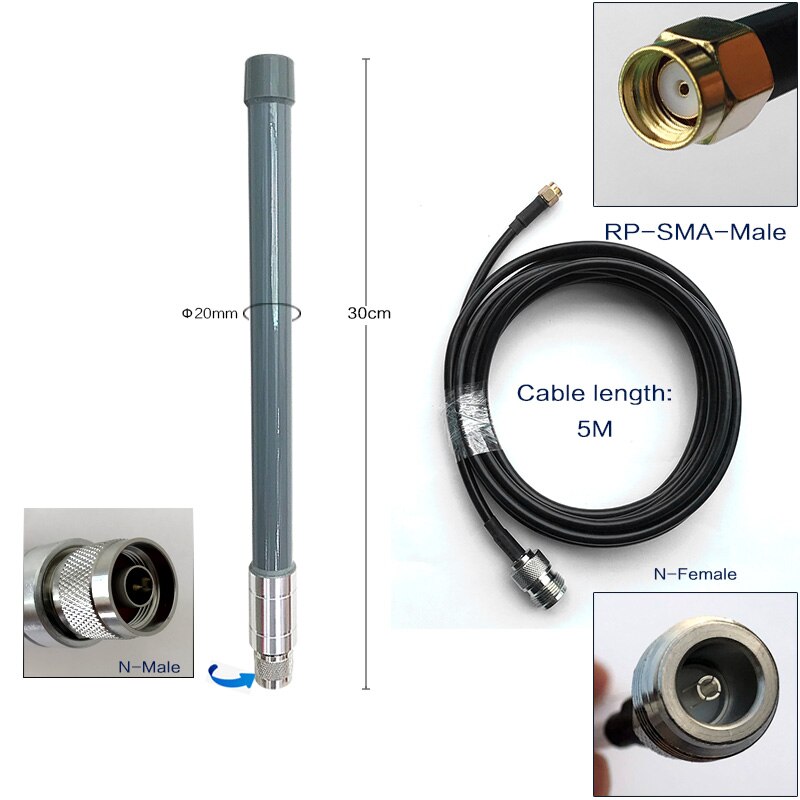 Helium miner 868mhz antenna 915mhz lora wan antenna RAK Hotspot mining hotspot lorawan antenna cellular signal booster 868 915: 5M rp-SMA Male