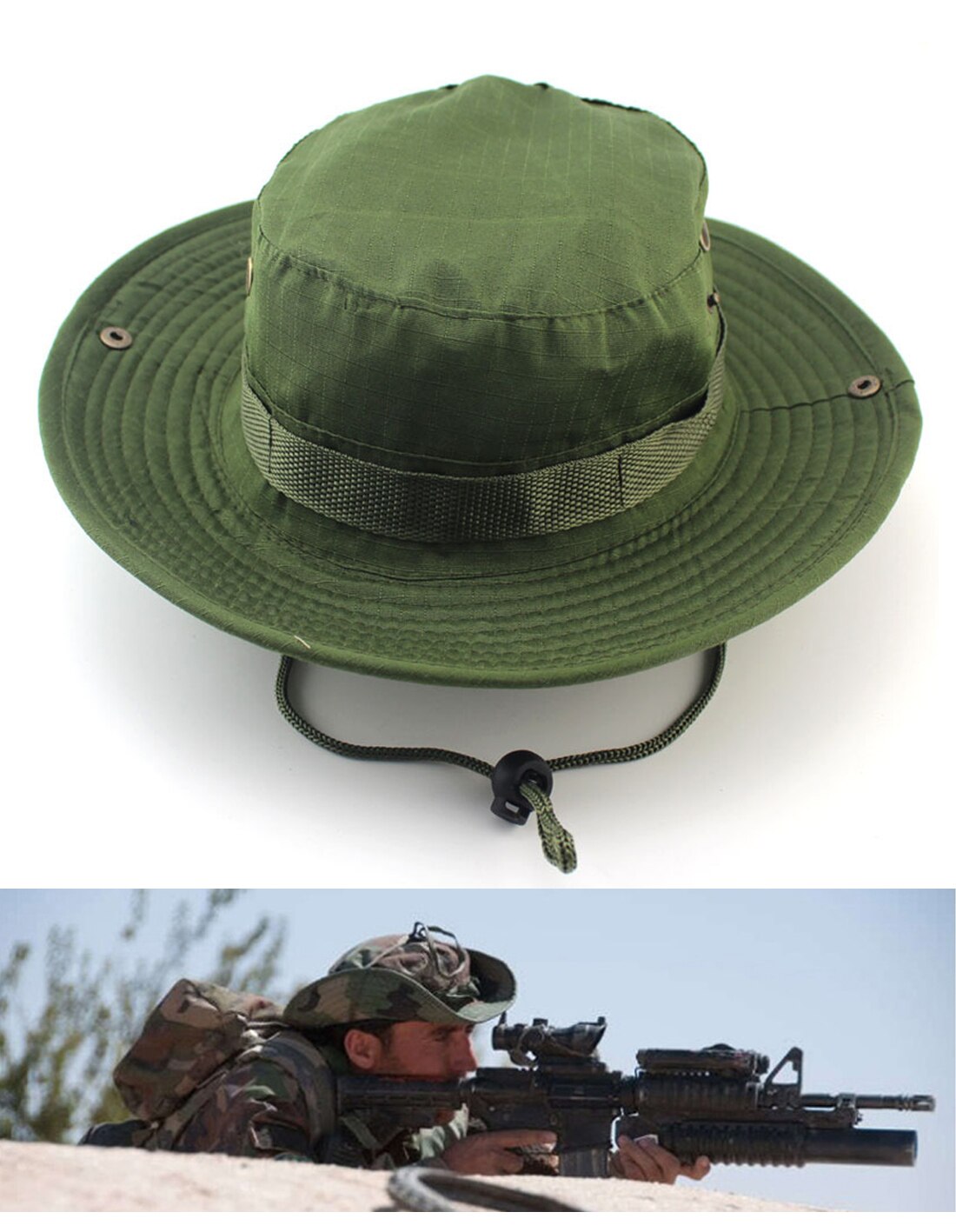 Gorros Boonie de arbusto al aire libre, gorro de pesca de camuflaje de la jungla: 5