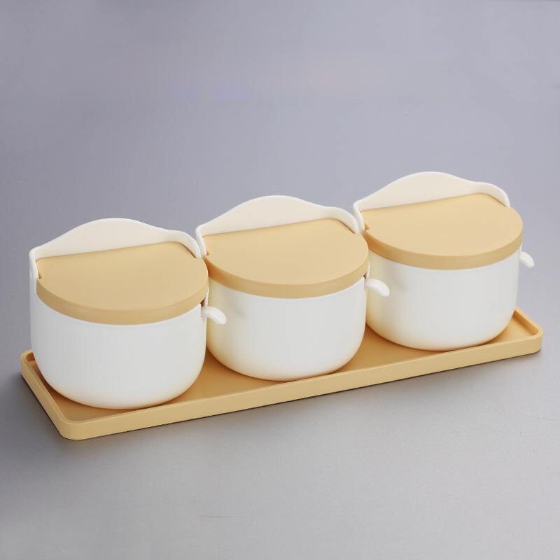 1 Set Plastic Sugar Bowl with Spoon Kitchen Salt Container Salt And Pepper Spice Bottle: 06