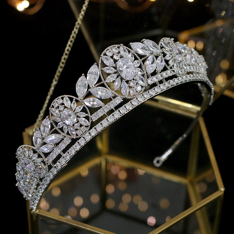 Tiara Wedding Crown Headdress 3A Zirconia Crystal ... – Vicedeal