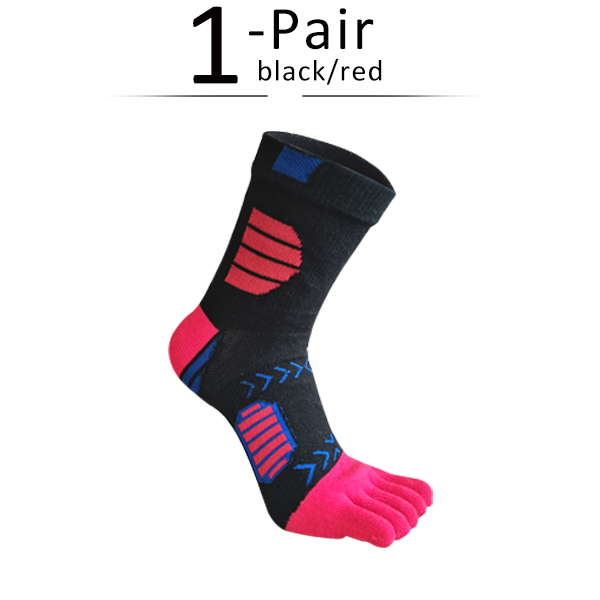 1/5 Paar Sport Zehen socken Kompression Baumwolle schweiß absorbierende Deodorant Fahrrad Marathon- Fitness draussen Basketball 5 Finger Socken: Schwarz verrotten