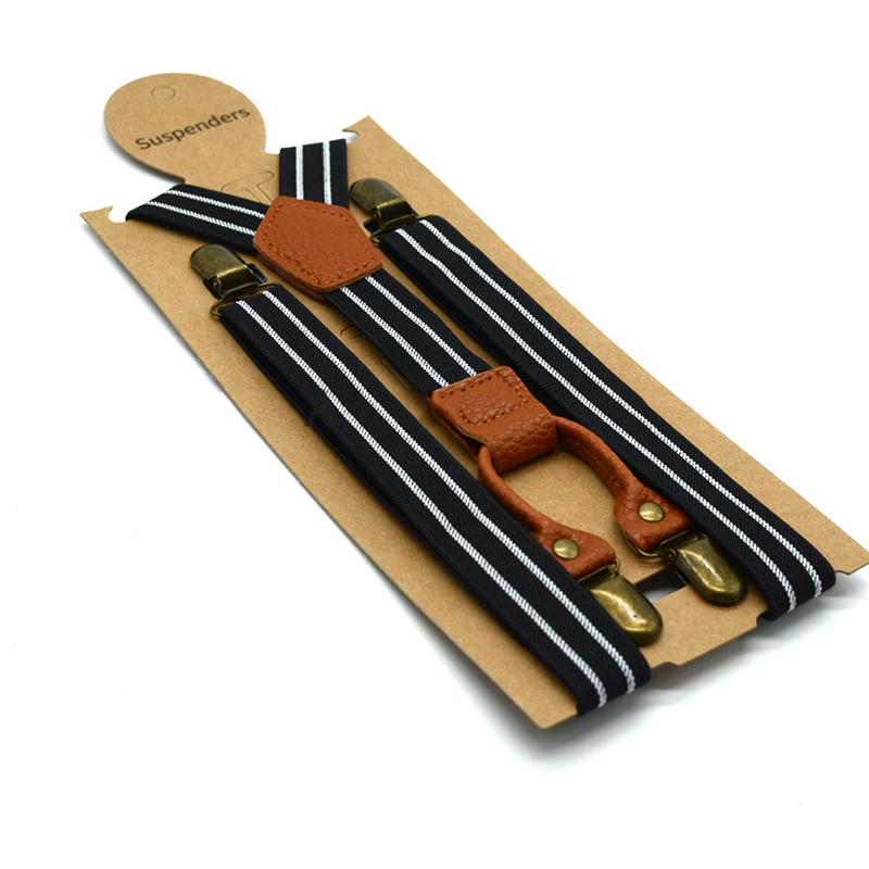 Volwassen Mannen Lange Vier-Clip Strap 2.5 Cm Gestreepte Broek Schouderriem Elastische Elastische Broek Bretels