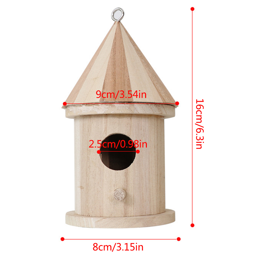 DIY Bird House Outdoor Hanging Bird Nest Home Gardening Family Indoor And Outdoor Decoration Natural Materials Can Be Hung: round hole  8x8x16cm