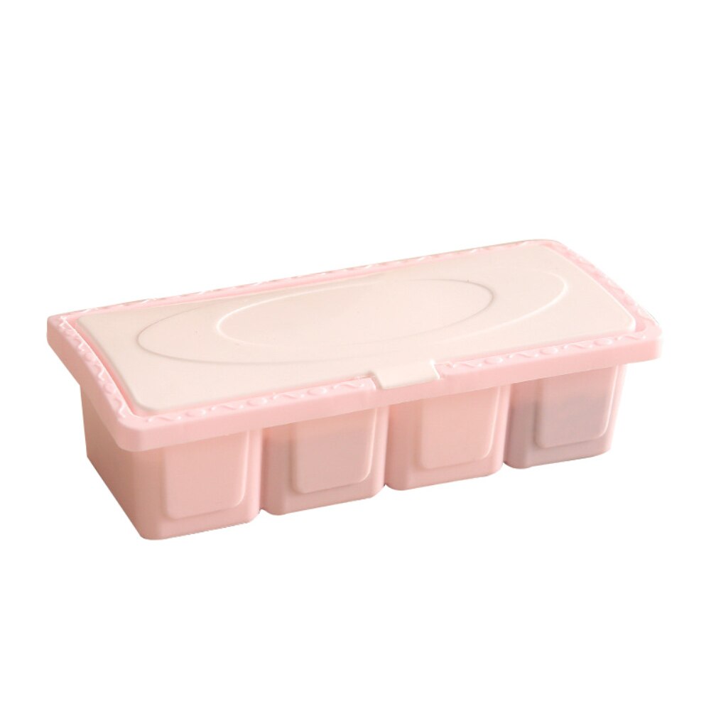 4 Raster Kruiden Doos Kruiderij Spice Storage Case Houder Keuken Tool Met Lepel: Roze