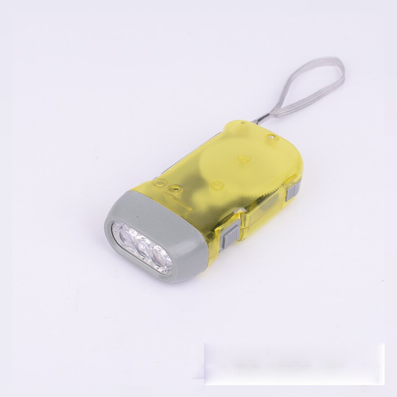 Portablex 3 Led Dynamo Wind Up Zaklamp Hand-Drukken Crank Nr Geen Batterij Torch Outdoor Tool: yellow