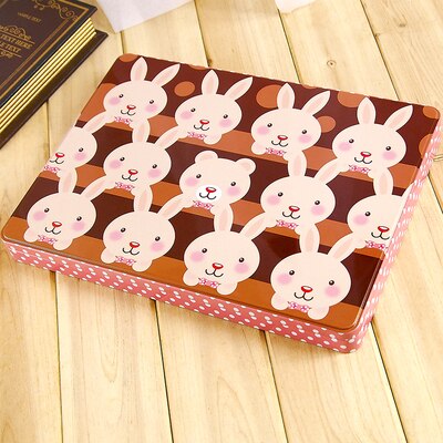 large square exquisite pattern A4 paper dedicated storage iron box file certificate receipt storage finishing box: rabbit