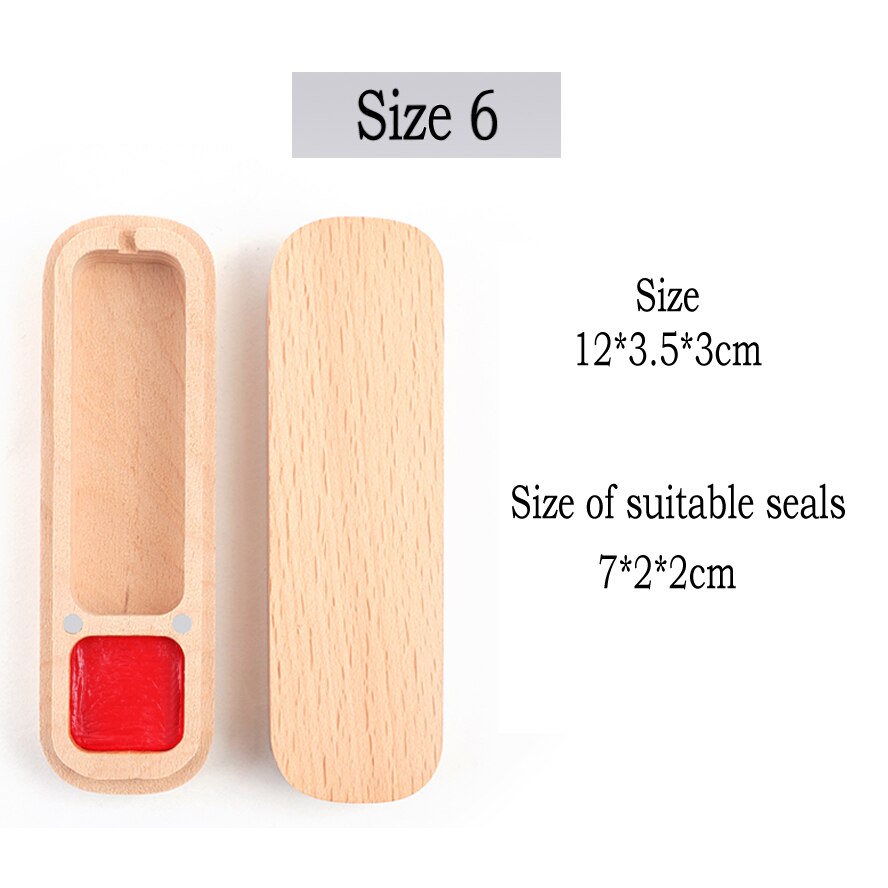 Natural Beech Seal Box Portable Stamp Storage Box Red Inkpad Art Painting Calligraphy Supplies Box: Size 6
