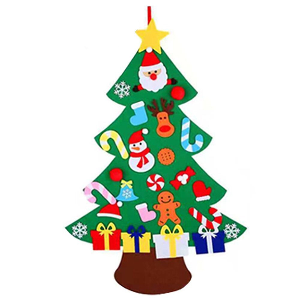 Børn diy juletræ håndlavet filt klud juletræ filt stereo juletræ glat skæring: Default Title