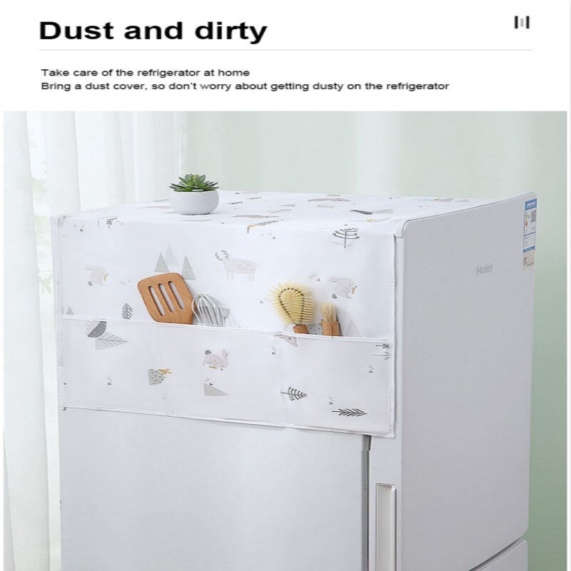 1PC Printed Refrigerator Cover Waterproof Storage Bag Dust Cover Household Refrigerator Top Cover Cover Freezer Cover Household