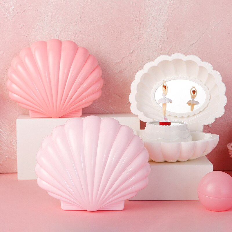 Colorful Flash Shell Music Box Music Box Girl Heart Children Girls Jewelry Jewelry Storage Box Rotating Dancing
