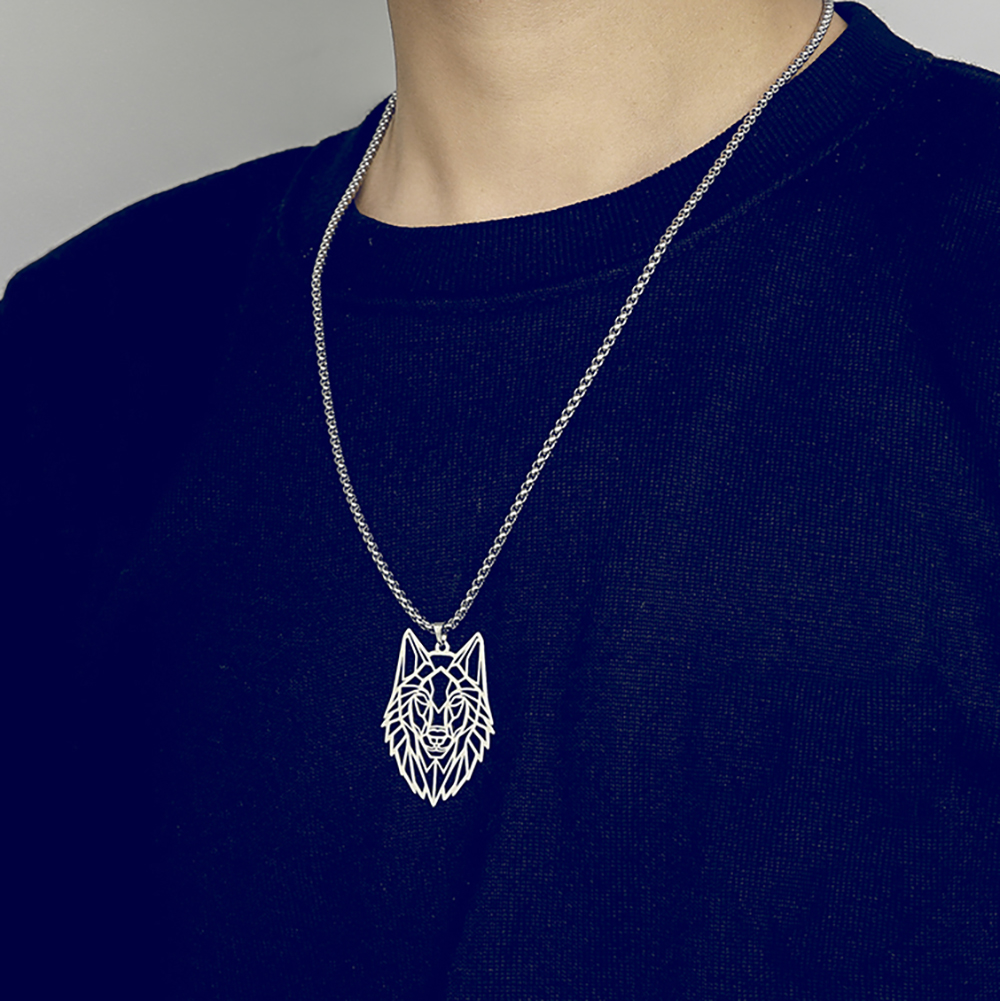 Skyrim ours loup tigre léopard chien Lion Animal pendentif collier en acier inoxydable boîte de déclaration chaîne mâle hommes colliers bijoux