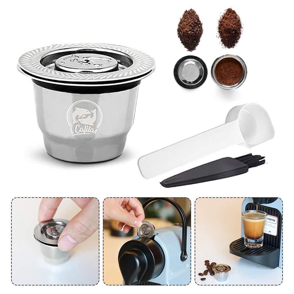 Herbruikbare Lege Koffie Capsule Filters Voor Espresso Machin Met Lepel + Borstel Koffie Klop Doos Shock-Absorberende Espresso Doos